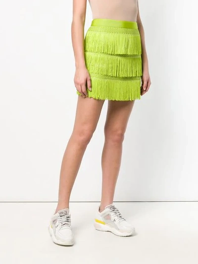 Shop Alberta Ferretti Fringed Mini Skirt In Green