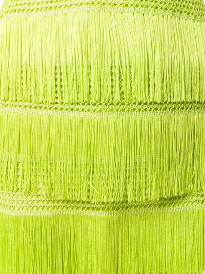 Shop Alberta Ferretti Fringed Mini Skirt In Green
