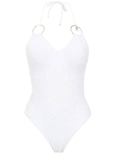 AMIR SLAMA SWIMSUIT WITH METALLIC DETAILS - 白色