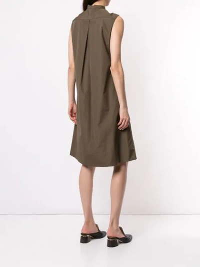 Shop Aspesi Front Pleat Dress In Green