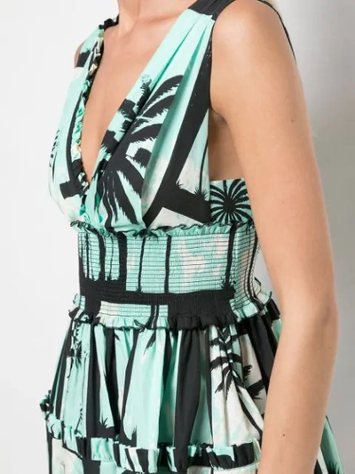 Shop Fausto Puglisi Palm Tree Print Dress In Blue