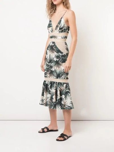 Shop Patbo Palm Print Midi Dress In Neutrals
