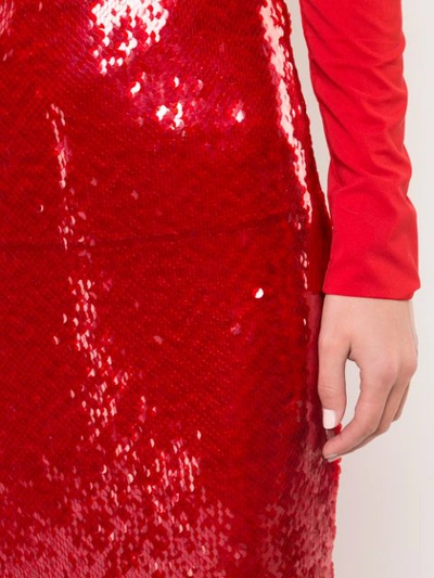 Shop Sally Lapointe Sequin Straight Skirt In Red