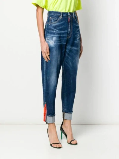 Shop Dsquared2 Tapered-jeans Mit Hohem Bund In Blue