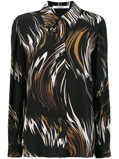 Shop Givenchy Wave Print Shirt In Black