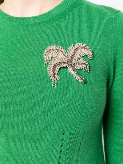 Shop N°21 Nº21 Brooch Embellished Sweater - Green