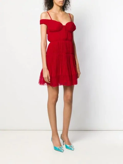 Shop Self-portrait Off Shoulder Mini Dress In Red