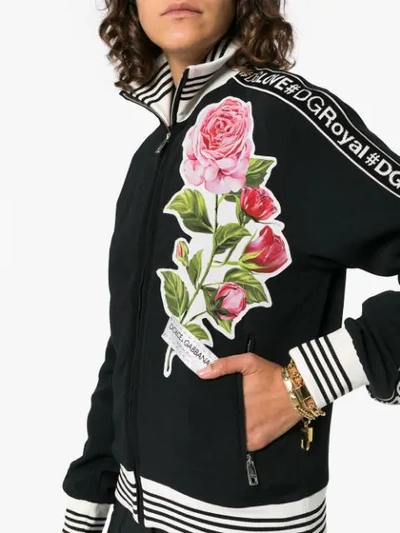 Shop Dolce & Gabbana Floral Applique Logo Track Top In Black