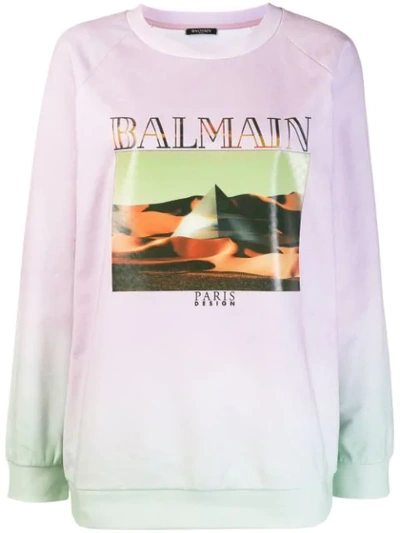 Shop Balmain Pyramid Graphic Sweatshirt In Pink