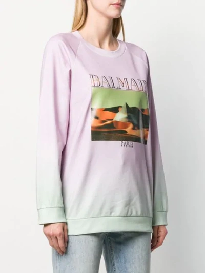 Shop Balmain Pyramid Graphic Sweatshirt In Pink