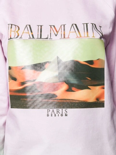 Shop Balmain Pyramid Graphic Sweatshirt In Pink