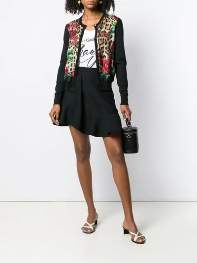 Shop Dolce & Gabbana Rose Leopard Print Cardigan In Neutrals