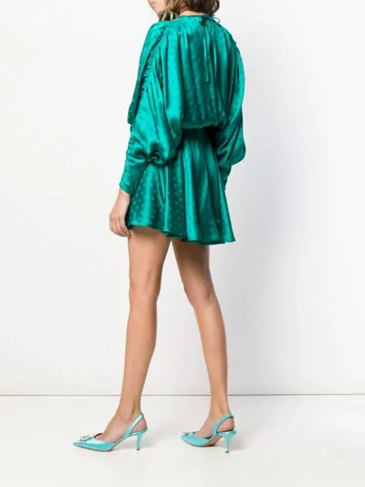 Shop Attico Star Print Draped Mini Dress In Green