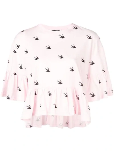 Shop Mcq By Alexander Mcqueen Swallow Print T In Pink