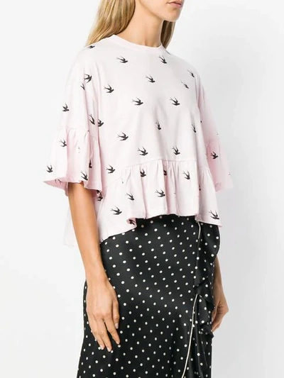 Shop Mcq By Alexander Mcqueen Swallow Print T In Pink