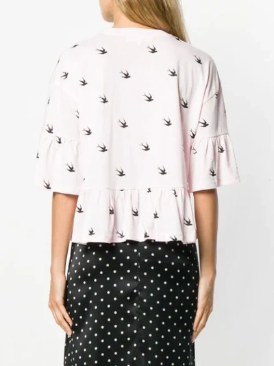 Shop Mcq By Alexander Mcqueen Swallow Print T In Pink