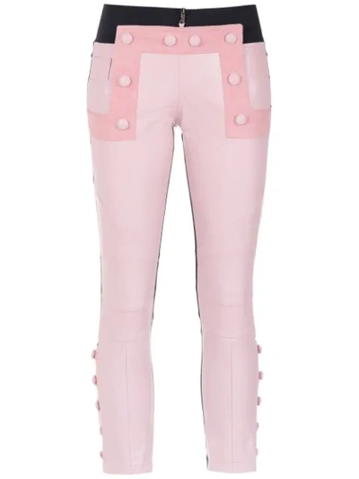 Shop Andrea Bogosian Leather Skinny Trousers In Pink