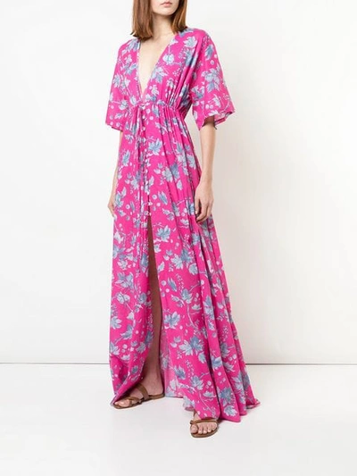 Shop Carolina Herrera Floral Print Maxi Dress In Pink Multi