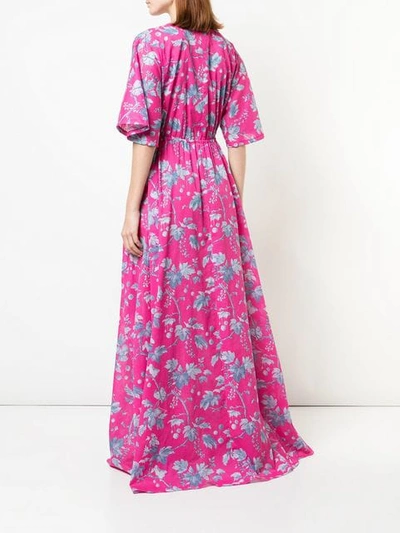 Shop Carolina Herrera Floral Print Maxi Dress In Pink Multi