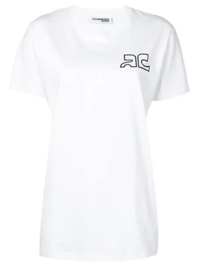 Shop Courrèges Logo T-shirt In White