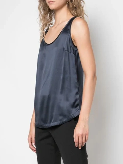 Brunello Cucinelli Scoop Neck Satin Tank In Blue