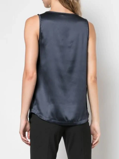 Brunello Cucinelli Scoop Neck Satin Tank In Blue