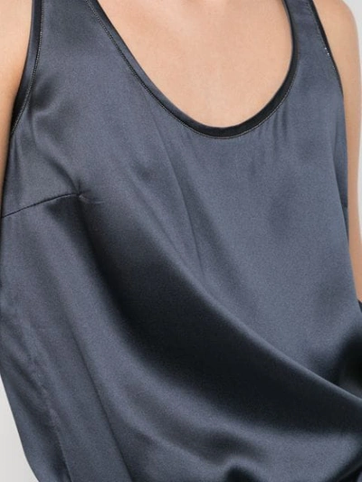 Brunello Cucinelli Scoop Neck Satin Tank In Blue