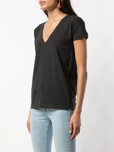 Shop Alex Mill Slub V-neck T-shirt In Black