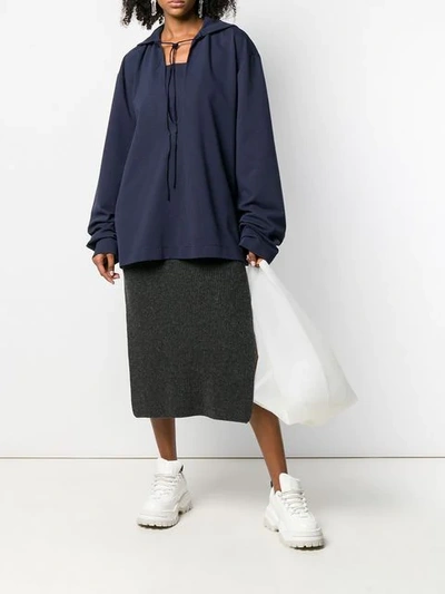 Shop Mm6 Maison Margiela Oversized Knitted Top In Blue