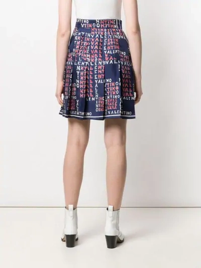 Shop Valentino Logo Print Skirt In Blue