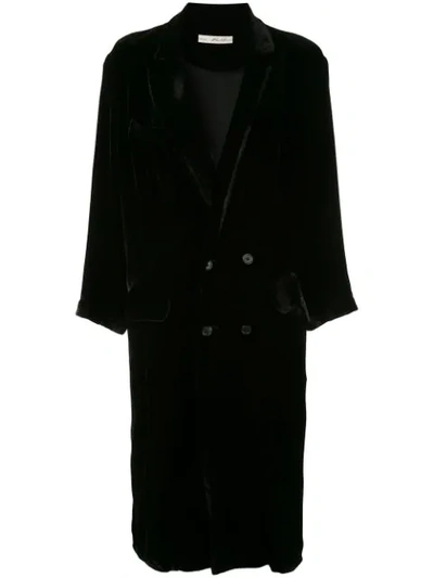 ALEKSANDR MANAMÏS DOUBLE BREASTED VELVET COAT - 黑色