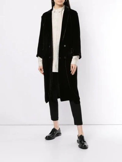 Shop Aleksandr Manamïs Double Breasted Velvet Coat - Black