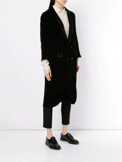 ALEKSANDR MANAMÏS DOUBLE BREASTED VELVET COAT - 黑色