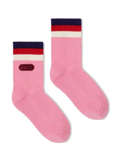 Shop Gucci Game Patch Cotton Socks In 5800 Pink