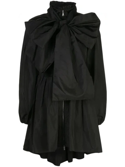 Shop Adam Lippes Oversized Bow Detail Coat In Black