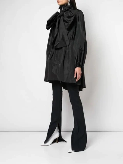 Shop Adam Lippes Oversized Bow Detail Coat In Black