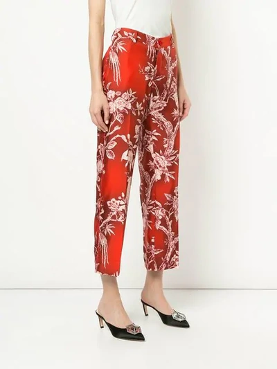 Shop F.r.s For Restless Sleepers Floral Print Cropped Trousers In Red
