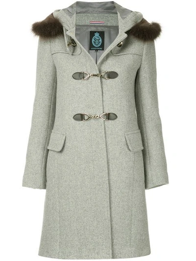 Shop Guild Prime Fur Collar Double Breasted Coat In Grey