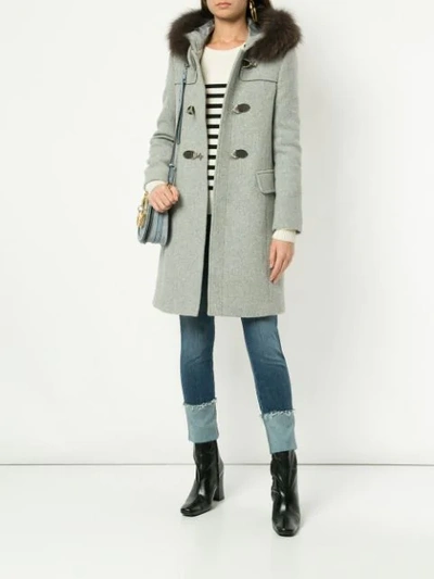 Shop Guild Prime Fur Collar Double Breasted Coat In Grey