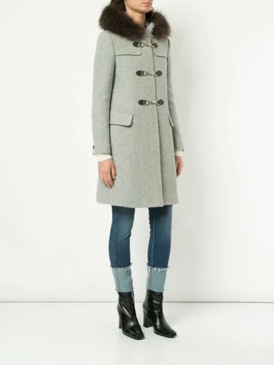Shop Guild Prime Fur Collar Double Breasted Coat In Grey
