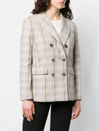Shop Pinko Double Breasted Check Blazer In Neutrals