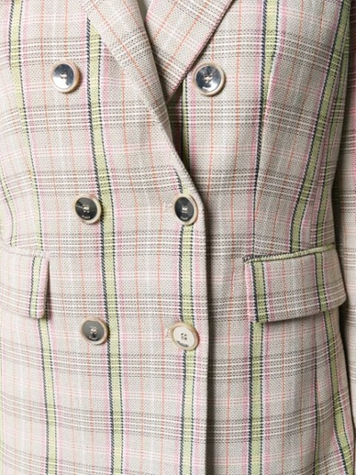 Shop Pinko Double Breasted Check Blazer In Neutrals