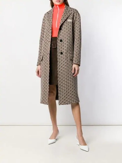 Shop Prada Belted Midi Skirt In Brown