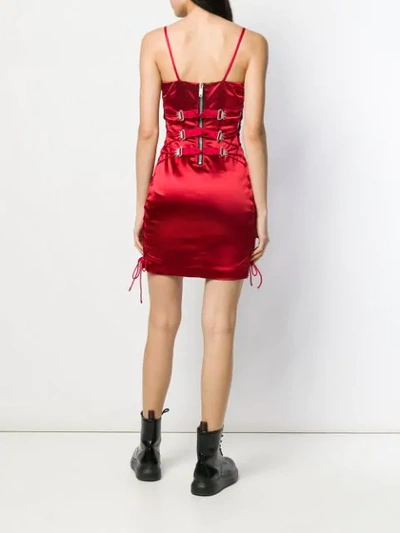 Shop Ben Taverniti Unravel Project Lace-up Mini Dress In Red