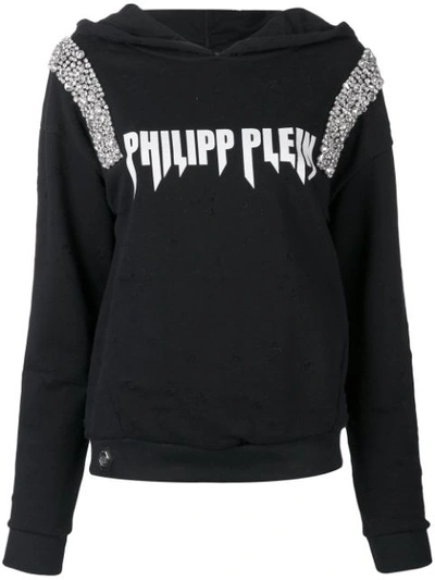 Shop Philipp Plein Hooded Sweatshirt - Black