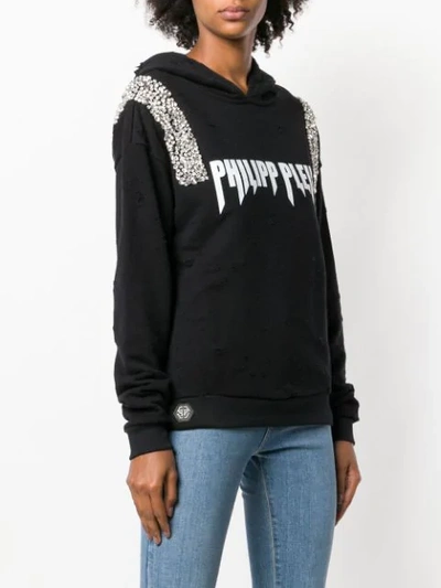 Shop Philipp Plein Hooded Sweatshirt - Black