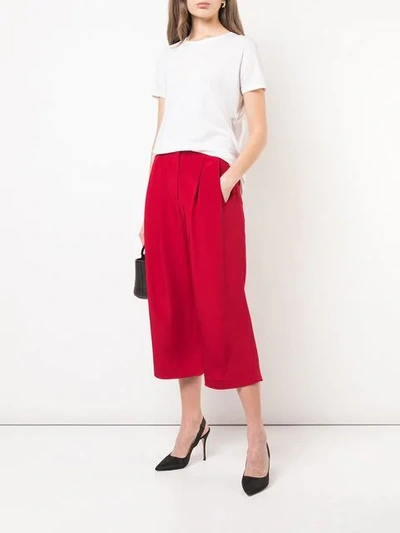 Shop Adam Lippes Pleat Front Culottes In Red