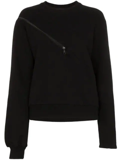 Shop Ben Taverniti Unravel Project Tonal Zip-detail Sweatshirt In Black