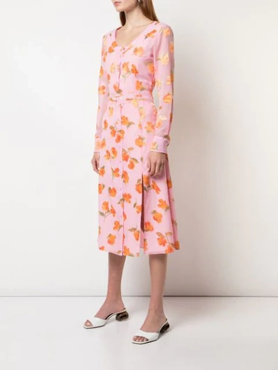 Shop Altuzarra Floral Print Dress In Pink
