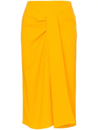 Shop Roland Mouret Aura Pencil Midi Skirt In Yellow